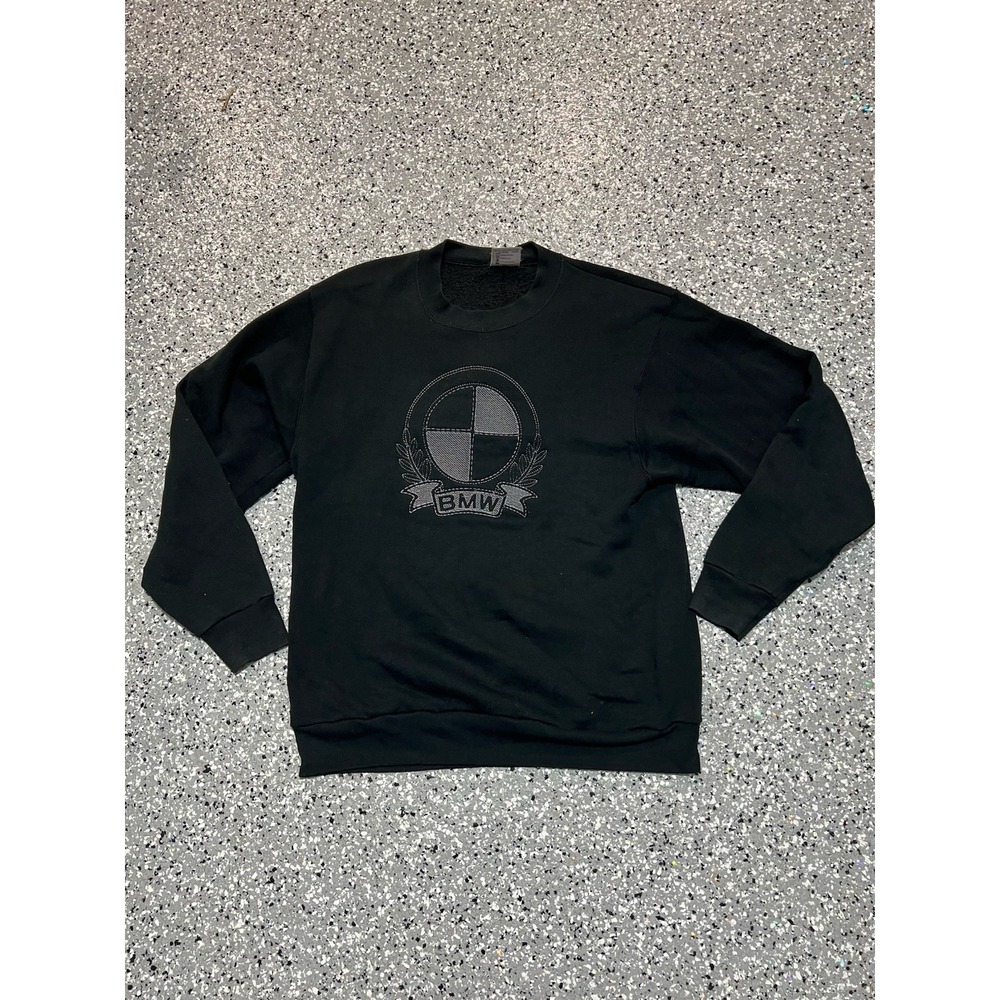 BMW Logo Sweatshirt Black Oneita Power Sweats Made in USA Size L Vintage